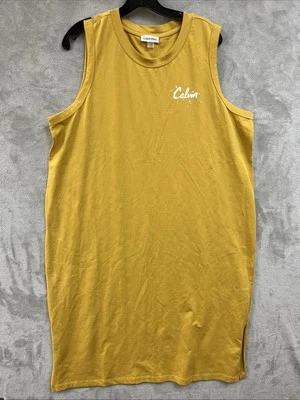 Calvin Klein Dress Women’s 1X Midi Tank Sleeveless Beachy Mustard Yellow Coastal - Image 1 of 4