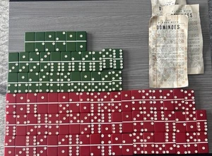 VTG Marblelike Standard Dominoes Green Red 3 SETS No. 616 Game Puremco. No Box - Picture 1 of 15