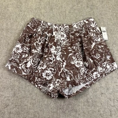 Bermuda feminina Anthropologie bolha pequena marrom branca plissada estampa floral nova com etiquetas - Imagem 1 de 4