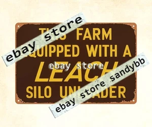 Insegna latta scarico silo LEACH attrezzatura agricola anni 50 - Foto 1 di 4