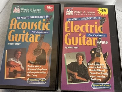 2 Set Intro to Acoustic & Electric Guitar By Bert Casey VHS 1998~120 Total Min’s Foto 1 de 4