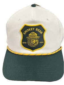 Smokey the Bear Hat, White Cap, Police Shaped Patch w/Rope, Green Brim, Snapback - Picture 1 of 1