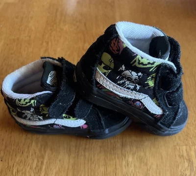 Halloween Vans Sneakers Boy's Toddler Sz 3 Sk8-Mid Trippy Drip Glow Shoes - Image 1 of 4