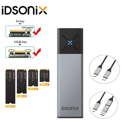 IDSONIX M.2 NGFF NVMe SATA USB C 3.2 GEN 2 Adapter Externes SSD Gehäuse Case Aluminium