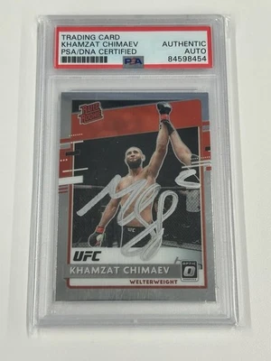 KHAMZAT CHIMAEV PSA CERTIFIED AUTOGRAPH 2021 UFC PANINI OPTIC RATED ROOKIE CARD - Image 1 of 2