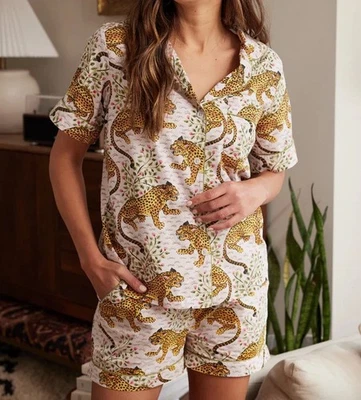 Print Fresh Bagheera Blush Pink 2 Piece Shirt Shorts Set Pajamas Lounge L - Image 1 of 4