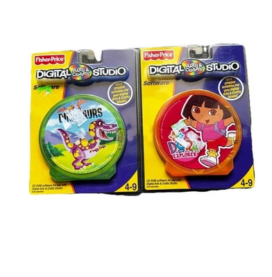 Vintage Fisher-Price Digital Studio CDs Dora L5271 & Dinosaurs L5270 Lot - Image 1 of 4