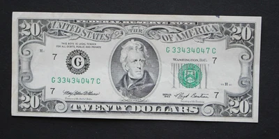 1993 $20 Federal Reserve Note/Chicago/F-2080G/light circulation/cool SN - Image 1 of 4