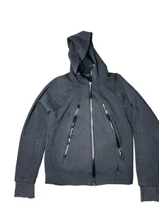 JORDAN TECH FLEECE HOODIE SWEATSHIRT JACKET GREY BLACK RARE 688990-032 M Used - Picture 1 of 6