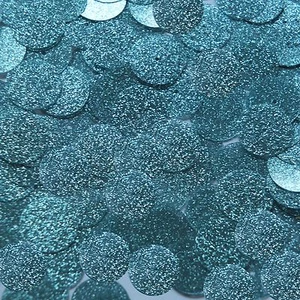 Round Sequin 15mm Aqua Blue Metallic Sparkle Glitter Texture Couture Paillettes - Picture 1 of 2