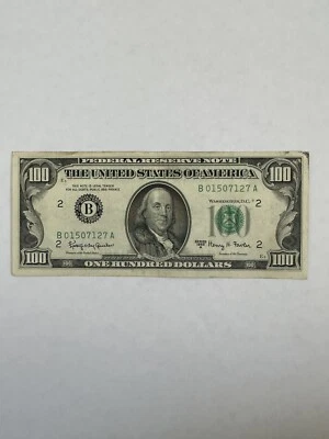 1963 A $100 Old Used U.S. Currency Serial Number # B01507127A - Image 1 of 4