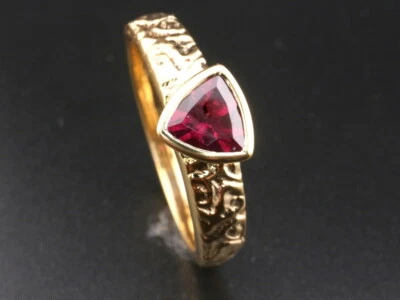 GJ69 * RHODOLITH AA TRILLANT FACETT 6x5mm EDELSTEIN RING (21)  925 SILBER /VG  - Bild 1 von 4