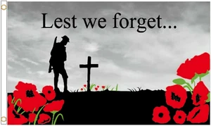 Lest We Forget Remembrance Polyester Flag - Choice of Sizes - Picture 1 of 3