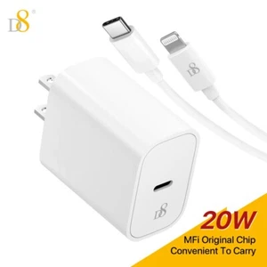 For Apple Fast Charger 20W Type-C to iPhone Cable & Power Adapter - Picture 1 of 13