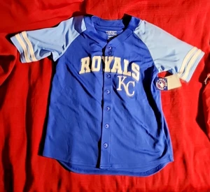 Kansas City Royals button down youth jersey Large 10 12 L NEW KC boy girl MLB - Picture 1 of 9