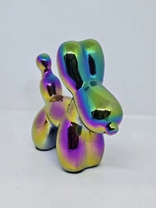 Ceramic Balloon Dog Mini Statue Shelf Decor Iridescent Color Modern Shiny - Picture 1 of 12