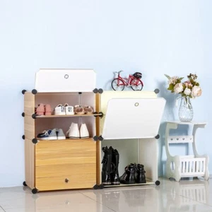 Shoe Storage Cabinet 3 Tier Drawer 6 Pair Shoes Boot Organizer Cupboard Closet - Picture 1 of 13