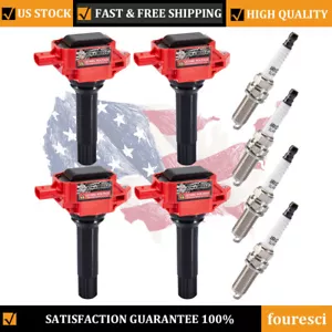 IRIDIUM Spark Plug and Ignition Coil 4 Set for 2014-16 Subaru Forester 2.0L 2.5L - Picture 1 of 21