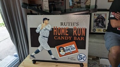 Babe Ruth New York Yankees Metal Sign USED Wall Art 12.5x16 Home Run Candy Bar - Image 1 of 2
