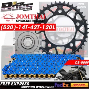 JT Front + Rear EX Sprocket & Chain X-RING Blue 520-14-42-120L For CB500F - Picture 1 of 8