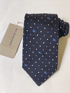 NEW Burberry Dark Blue Dots Mans 100% Silk Tie Authentic Italy 3.5" 0350454 - Picture 1 of 4