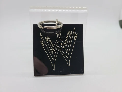Vintage Etched WWE Get the F out Logo 2 1/2" Square Keychain Mirror Back NOS Cover