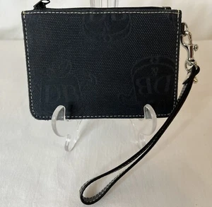 Dooney & Bourke schwarz D&B Canvas Kalbsleder Clutch Geldbörse mit Schlüsselanhänger 5,75" x 4" - Bild 1 von 7