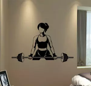 Fitness Wandtattoo Home Gym Wandsticker Wohndeko Männerhöhle Training Mädchen Wandbild - Bild 1 von 4