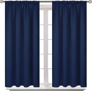 Short Blackout Curtains for Bedroom - Room Darkening 42W x 45L Navy Blue - Picture 1 of 2