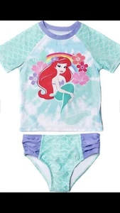 Little Mermaid (Ariel) Toddler girls rash guard swimsuit 2piece UPF 50+ Size 2T - Picture 1 of 3