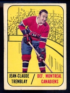 1967-68 TOPPS HOCKEY NHL #73 Jean-Claude Tremblay EX MONTREAL CANADIENS Card