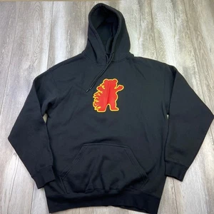 Grizzly Griptape Hoodie Mens XL Black Red Flame Bear Logo Skateboarding Skate * - Picture 1 of 9
