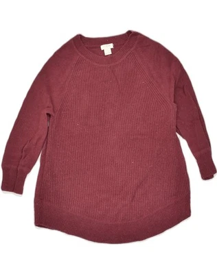 J. CREW Womens Petite Crew Neck Jumper Sweater UK 6 XS Maroon Viscose AA12 - Image 1 of 3