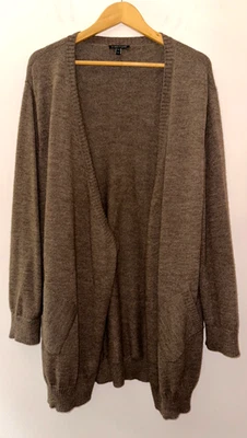 EILEEN FISHER 100% Baby Alpaca wool long cardigan sweater sz XL Brown EUC Peru - image 1 of 4