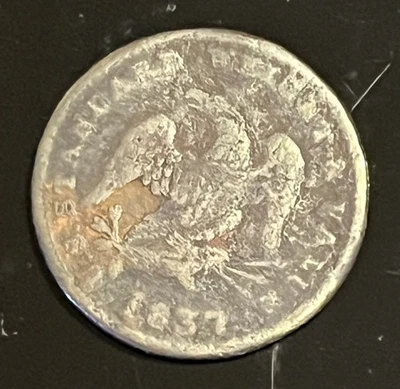 VALOR MEDIO CENTAVO DE COBRE PURO 1837 HT-73 • TIEMPOS DIFÍCILES 1837 • 1/2¢ COBRE • HT-73 Foto 1 de 4