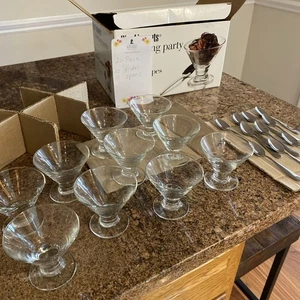 PIER 1 Imports Tasting Party Mini Coupes Flares 20 piece Glass Dishes & Spoons - Picture 1 of 5