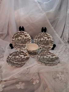 Royal Mail Staffordshire Ironstone England  2 Saucer 2 small Plate And TeaCup - Picture 1 of 19