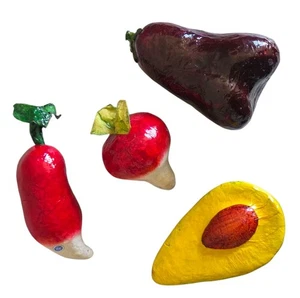 Vintage klar beschichtete Pappmaché buntes Gemüse 5 Stück - Bild 1 von 3