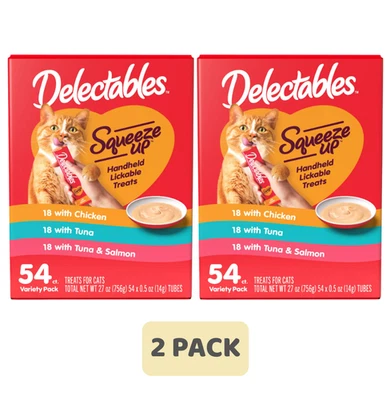 (2 Pack) Hartz Delectables Squeeze up Lickable Wet Cat Treats, 0.5 oz, 54 Count - Image 1 of 4