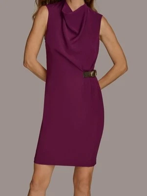 Vestido recto Donna Karan New York para mujer púrpura cuello falso talla 14 Foto 1 de 4
