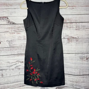 Laundry by Shelli Segal Black Sheath Dress Floral Embroidered 4 - Picture 1 of 7