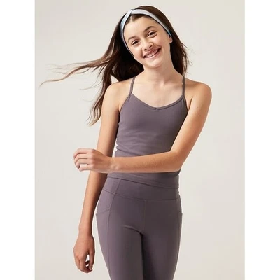 Athleta Girl All Day Longline Bra Top Dusk Violet Cropped Activewear, Size 12 - Image 1 of 4