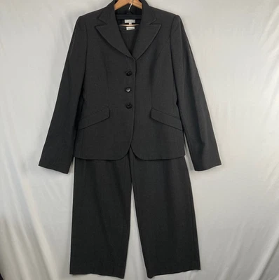 Traje Pantalón Armani Collezioni Para Mujer Talla 10 Gris Oscuro Mezcla Lana Pierna Ancha Italia Foto 1 de 4