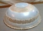 Antique Frosted Round Blue and Clear Glass Light Shade Laurel Wreath Design