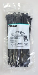 50-Pack, Panduit BT2LH-L0 Dome-Top Barb Ty Cable Ties, 8.8in (221mm), Black, NEW - Picture 1 of 2