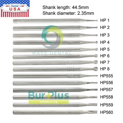 Wave Dental Straight Surgical Bur Carbide Bur Round HP 44.5mm For Low Speed 2.35 - Image 1 of 4