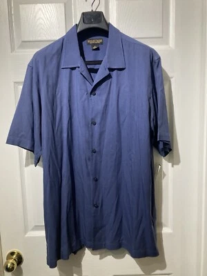 Donald J Trump Men’s Size XL 100% SILK Shirt Blue Resort Camp Vacation Button Up - Image 1 of 3