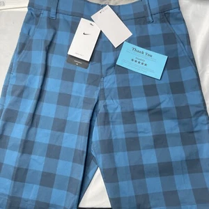 Nike Dri-FIT UV Men's Plaid Golf Chino Shorts 9" Navy/Marina DH1294-454 Size 28 - Picture 1 of 8