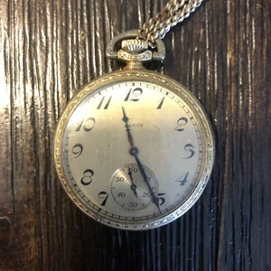 Vtg 1925 Elgin Pocket Watch w/ Chains 12s 15j Jewelry 26550009 WORKS - Picture 1 of 8