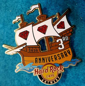 ANTWERP 3rd ANNIVERSARY SAILING SHIP GALLEON RED DIAMOND SAIL Hard Rock Cafe PIN - Picture 1 of 1